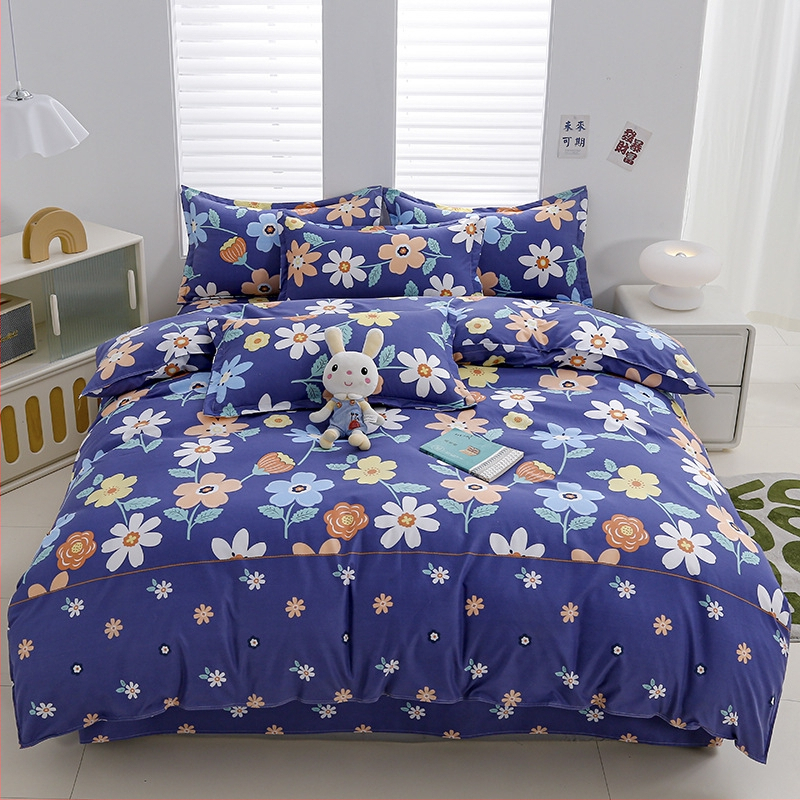 „Ding Color Small Fresh INS Style“ medvilnės ir lino odos draugiškas medvilnės šlifavimo vilnos augalinio šilkmedžio šilko keturių dalių komplektas studentų bendrabučio trijų dalių komplektas