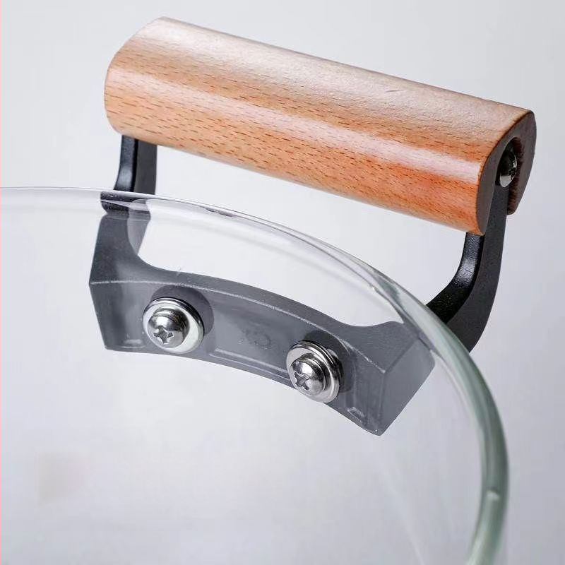 Stiklinis puodas su borosilikatinio stiklo sriubos puodu, troškinio puodu, medinės rankenos pieno puodu su dangčiu, „Temu Dropshipping“ dvigubos ausies puodu su atvira liepsna