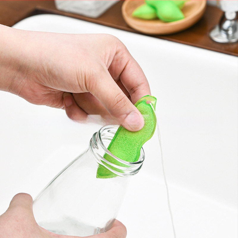 Jaapani SP herneste puhastusklaasist pudelipudeli maagiline käsn pühkige armas harjatud ubade puhastuskäsn 3 tükki