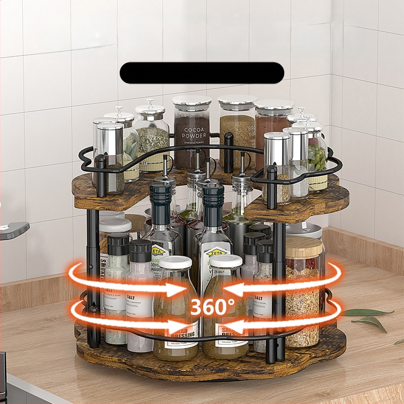 В наличност, плот, дървена дъска за съхранение на козметични чинии, кухненски рафт за съхранение на бутилки с подправки, олио, сол, сос и оцет, трансграничен