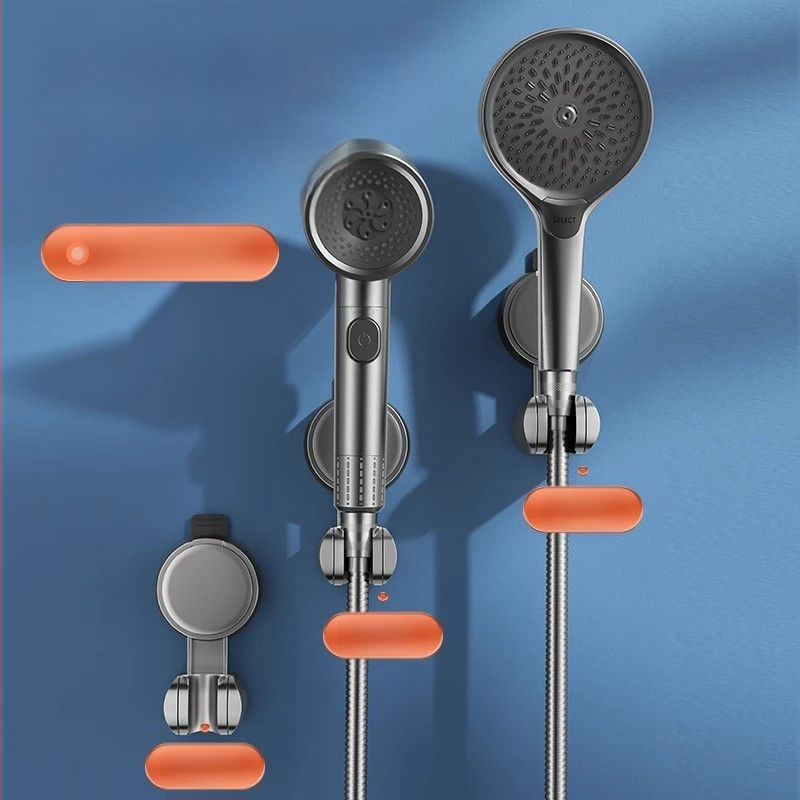 Siurbimo puodelio dušo laikiklis, fiksuotas artefaktas, nuimamas, reguliuojamas vonios kambario dušo stovas, purkštuvų priedai, be perforatorių