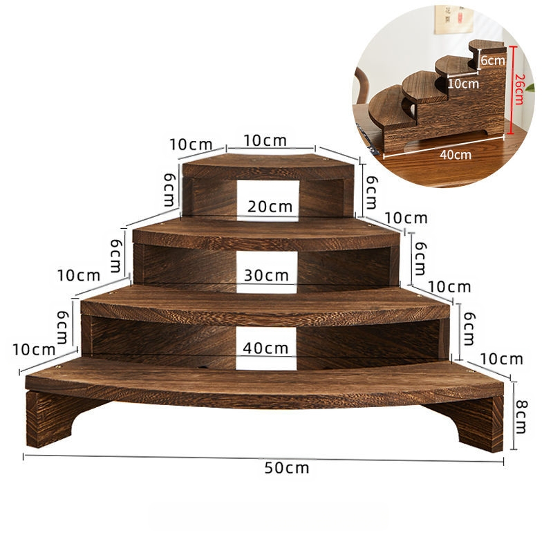 Medžio masyvo kopėčių rankų darbo papuošalų demonstravimo stovas, darbalaukio arbatos laikymo stovas, arbatinukų laikymo stovas, arbatos rinkinys