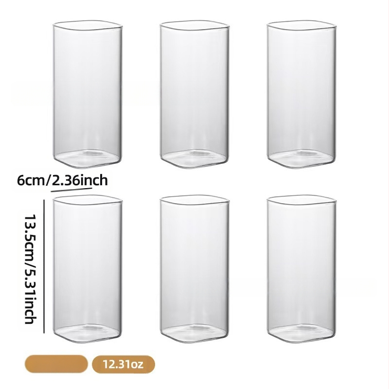 Ruudukujuline klaasist tassikomplekt koduseks kasutamiseks, läbipaistva veetopsi hulgimüük, logo, kõrge temperatuurikindel, ühekihiline teetass, kõrge borosilikaadi sisaldusega veetass