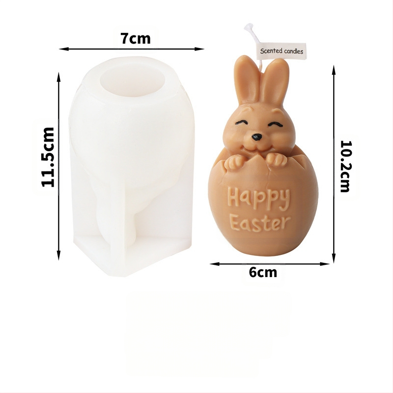 Силиконова форма за свещи във формата на заек с черупки от яйца, „Направи си сам“, креативна животинска ароматерапия, гипсов мус, торта, печене, декорация, орнаменти