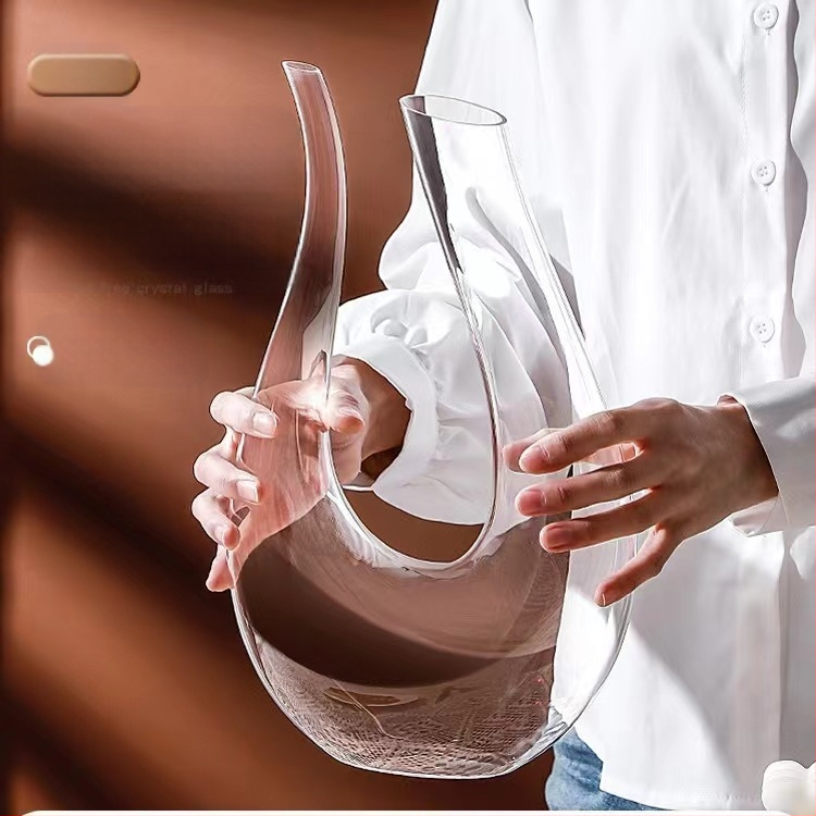 Καράφα κρασιού σε σχήμα U με άρπα για οικιακή χρήση, σετ διανομέα κρασιού έξι χαρακτήρων από κρυστάλλινο γυαλί, χονδρική φιάλη κρασιού