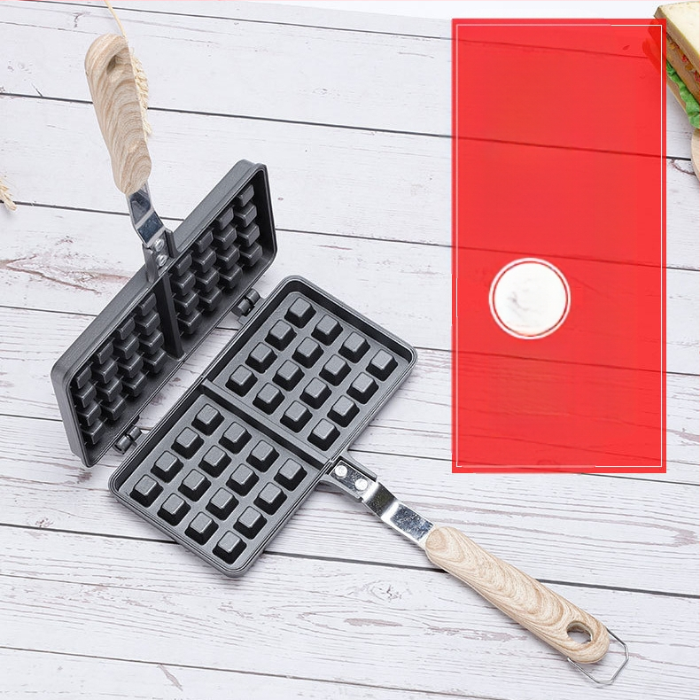 Нова преносима домакинска подвижна форма за гофрети, квадратна незалепваща чугунена търговска форма за гофрети