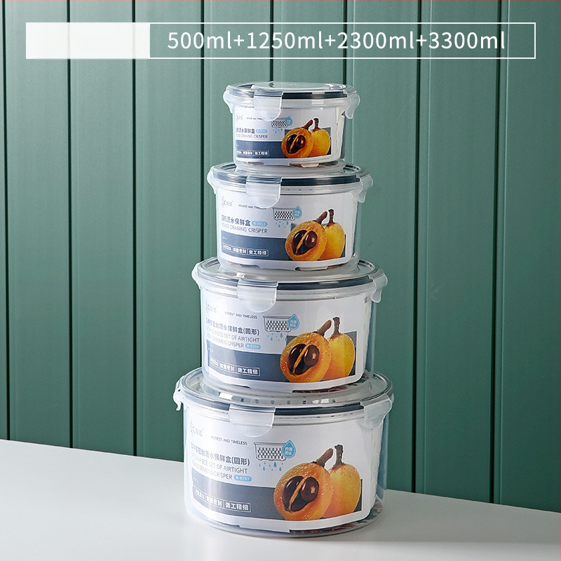 Dvojvrstvová odtoková chladnička na uchovávanie čerstvosti v kuchyni, mrazená potravinárska uzavretá krabica, priehľadná úložná krabica pre domácnosti, veľkoobchod