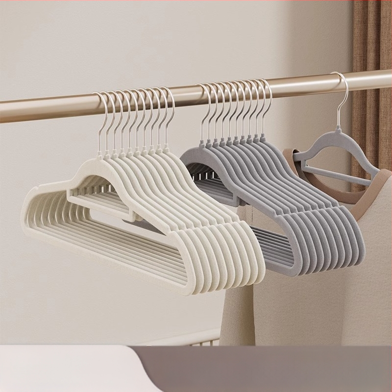 Закачалка за дрехи с флокирана повърхност, немаркираща, неплъзгаща се, домакинска стойка за окачване на дрехи, специална стойка за дрехи за органайзери на едро