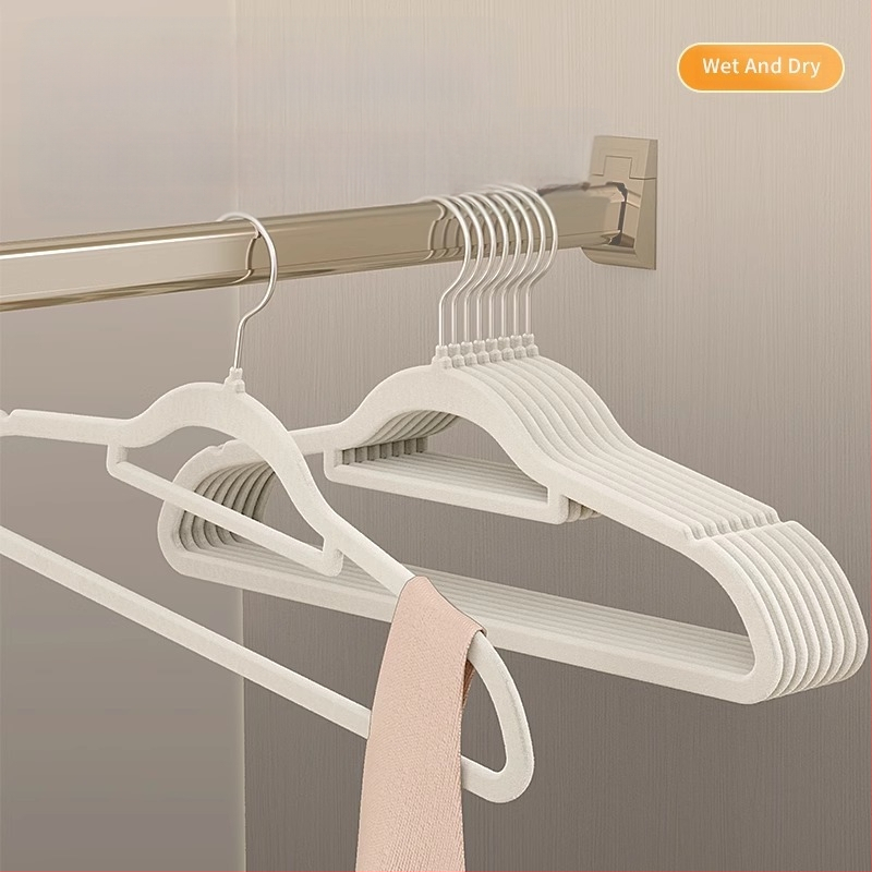 Закачалка за дрехи с флокирана повърхност, немаркираща, неплъзгаща се, домакинска стойка за окачване на дрехи, специална стойка за дрехи за органайзери на едро
