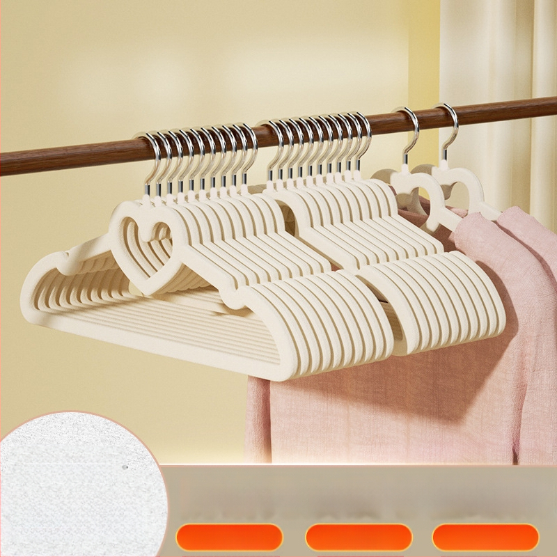 Закачалка за дрехи с флокирана повърхност, немаркираща, неплъзгаща се, домакинска стойка за окачване на дрехи, специална стойка за дрехи за органайзери на едро