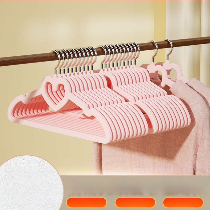 Закачалка за дрехи с флокирана повърхност, немаркираща, неплъзгаща се, домакинска стойка за окачване на дрехи, специална стойка за дрехи за органайзери на едро
