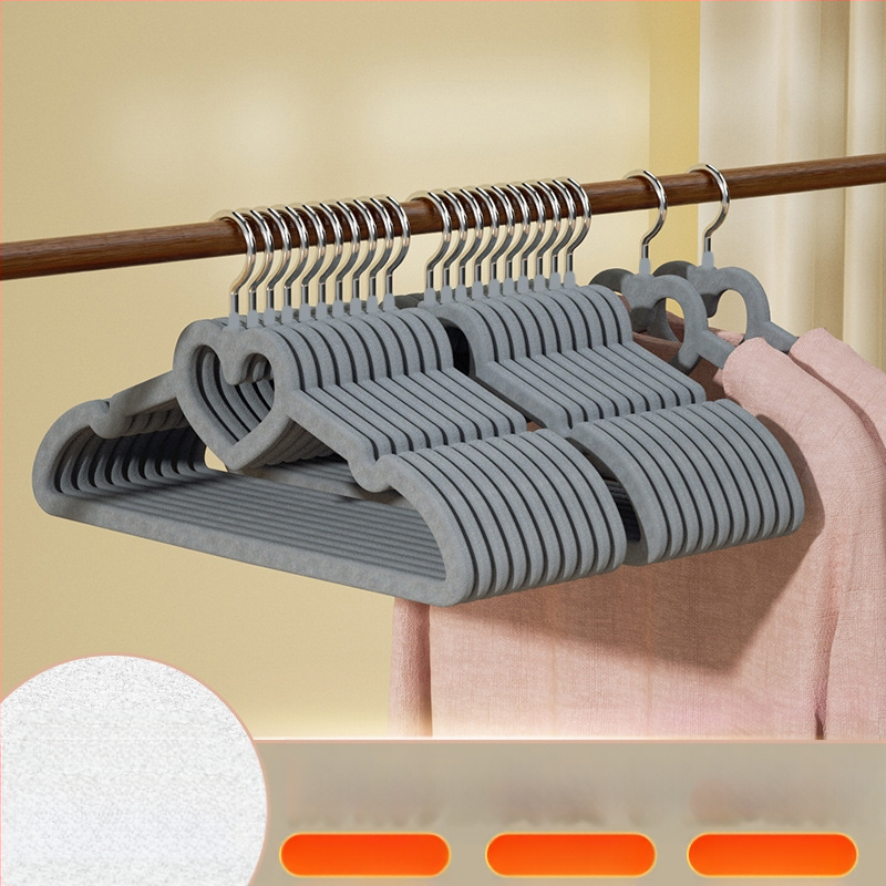 Закачалка за дрехи с флокирана повърхност, немаркираща, неплъзгаща се, домакинска стойка за окачване на дрехи, специална стойка за дрехи за органайзери на едро