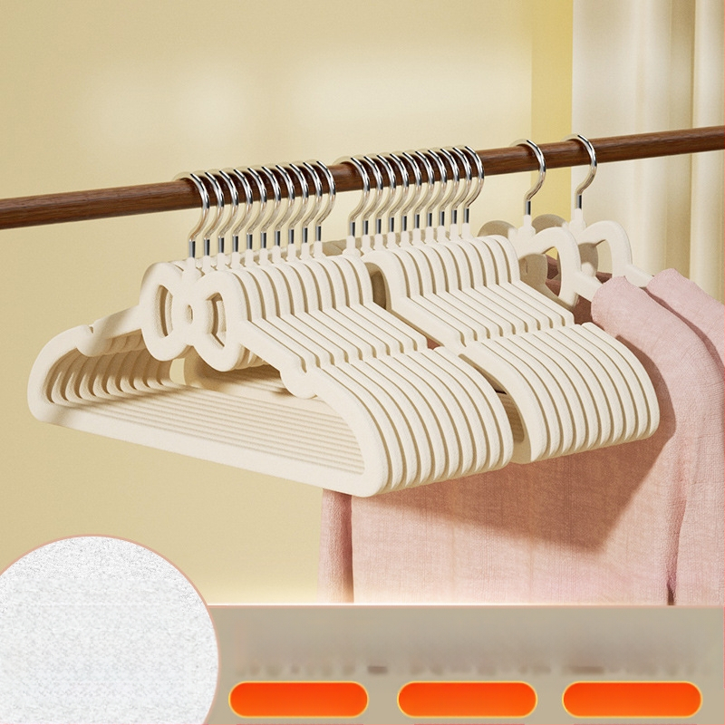 Закачалка за дрехи с флокирана повърхност, немаркираща, неплъзгаща се, домакинска стойка за окачване на дрехи, специална стойка за дрехи за органайзери на едро