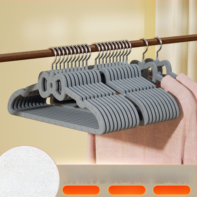 Закачалка за дрехи с флокирана повърхност, немаркираща, неплъзгаща се, домакинска стойка за окачване на дрехи, специална стойка за дрехи за органайзери на едро
