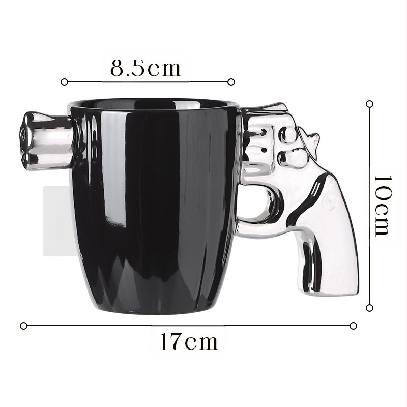 Piiriülene loominguline revolveritass keraamiline plahvatuskindel sõjaväe tuulekruus isiksusekujuline kohvitass suure mahutavusega veetass