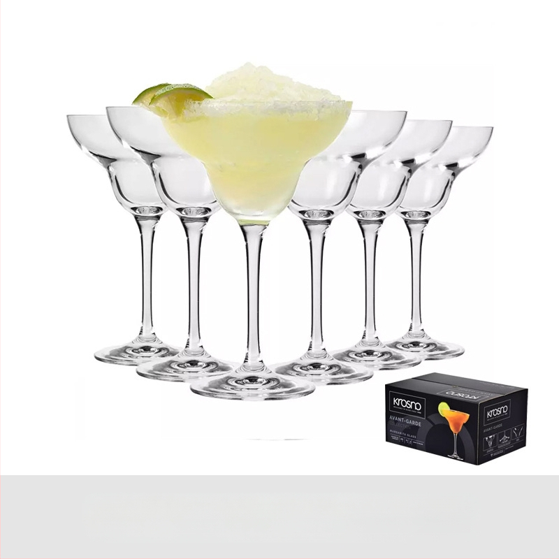 Krosno uvezene kristalne čaše za vino bez olova, set od 6 komada, za bar i kućanstvo, široko grlo, čaše za koktele i sok