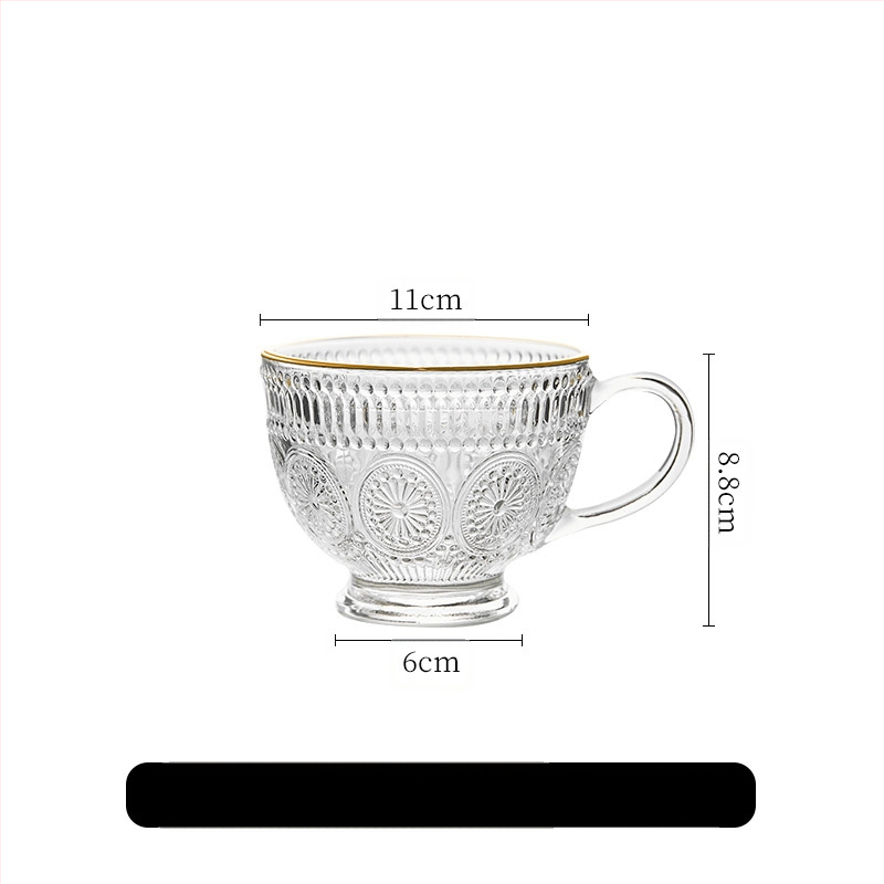 Nordic Vintage Relief klaasist tass, päevalilleõie veetass, koduse stiiliga, värviline piimahommikusöögi kaerahelbetops