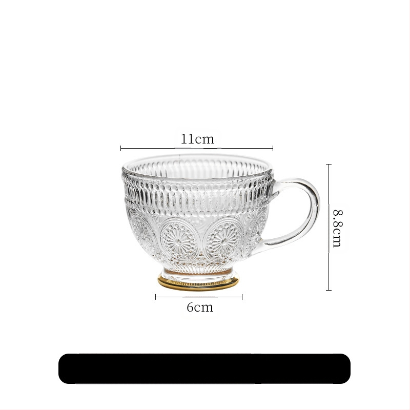 Nordic Vintage Relief klaasist tass, päevalilleõie veetass, koduse stiiliga, värviline piimahommikusöögi kaerahelbetops