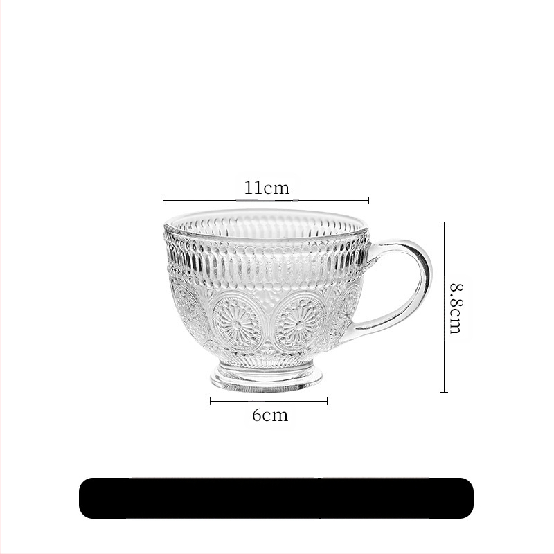 Nordic Vintage Relief klaasist tass, päevalilleõie veetass, koduse stiiliga, värviline piimahommikusöögi kaerahelbetops