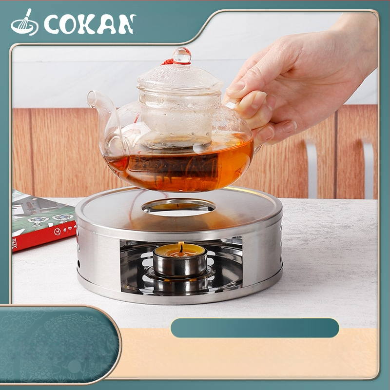 sandėlyje nerūdijančio plieno arbatos šildytuvas apvalus kvapiosios arbatos alkoholio žvakė šildymo krosnis arbatos padėklas nešiojamas aromaterapijos viryklė