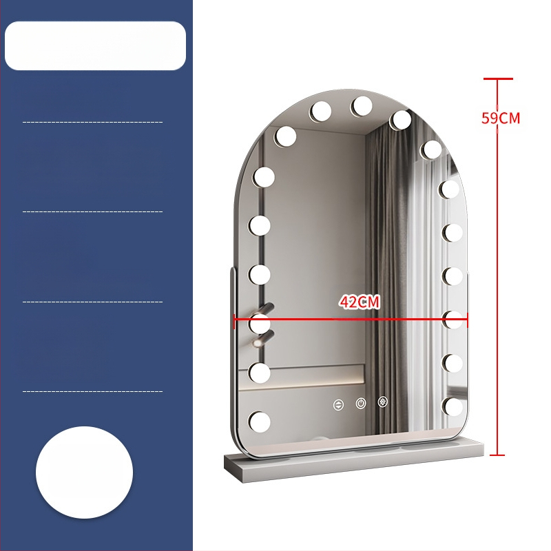 Nagyméretű, intelligens sminktükör vezetett asztali számítógéppel, világító öltözőtükör izzóval, szépségtükör komód, internethíres tükör