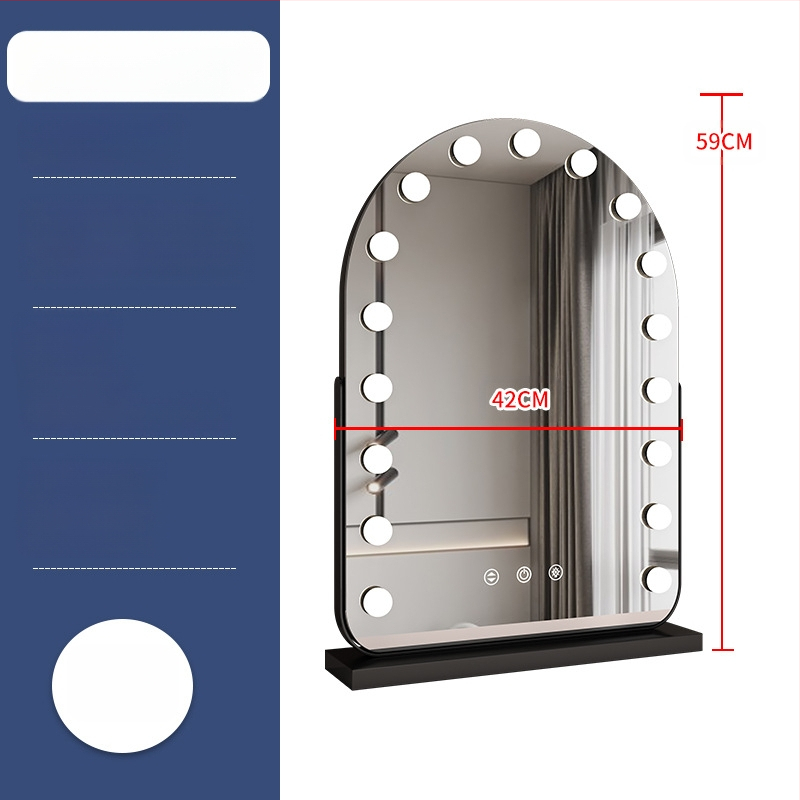 Nagyméretű, intelligens sminktükör vezetett asztali számítógéppel, világító öltözőtükör izzóval, szépségtükör komód, internethíres tükör