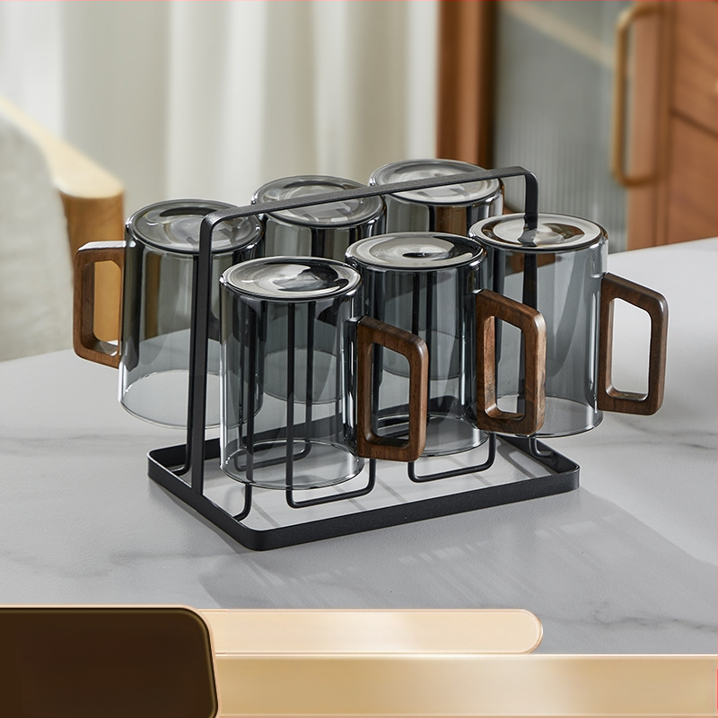 Gamintojo didmeninė stiklinė arbatos puodelis su rankena, žaliosios arbatos puodelis, buitinis karščiui atsparus stiklinis puodelis, kiniškas medinės rankenos rašalo puodelis, aukščiausios klasės svečias