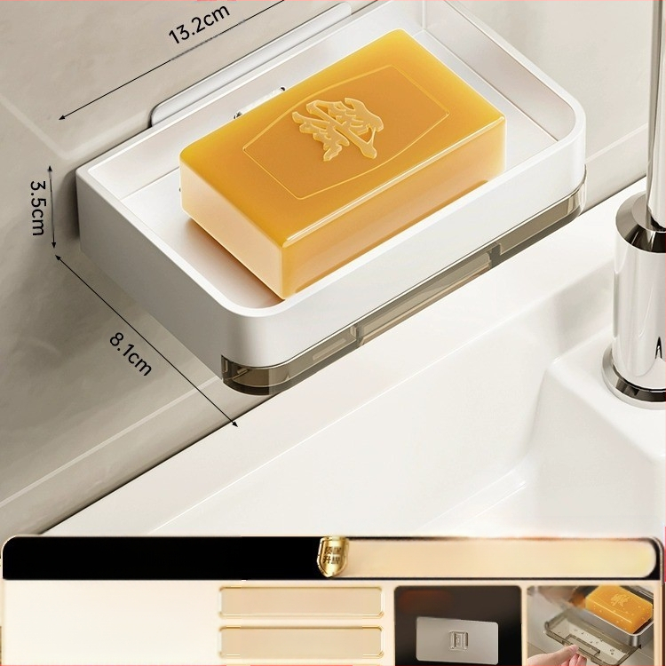 Σαπουνοκιβώτιο τοίχου μπάνιου, διπλής στρώσης, χωρίς τρυπάνι, οικιακή θήκη σαπουνιού μπάνιου για επιτοίχια χρήση