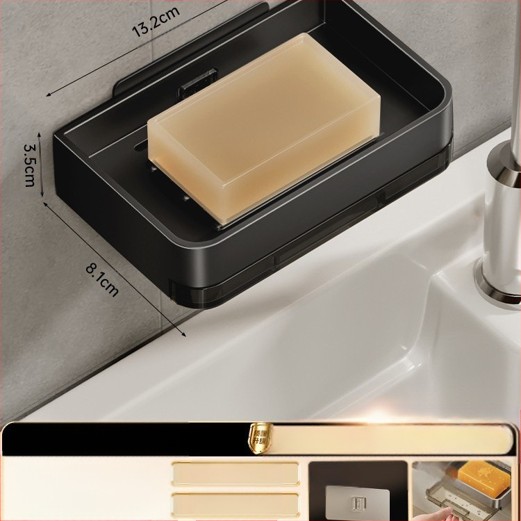 Σαπουνοκιβώτιο τοίχου μπάνιου, διπλής στρώσης, χωρίς τρυπάνι, οικιακή θήκη σαπουνιού μπάνιου για επιτοίχια χρήση