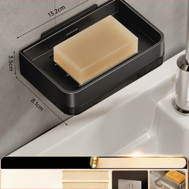 Σαπουνοκιβώτιο τοίχου μπάνιου, διπλής στρώσης, χωρίς τρυπάνι, οικιακή θήκη σαπουνιού μπάνιου για επιτοίχια χρήση