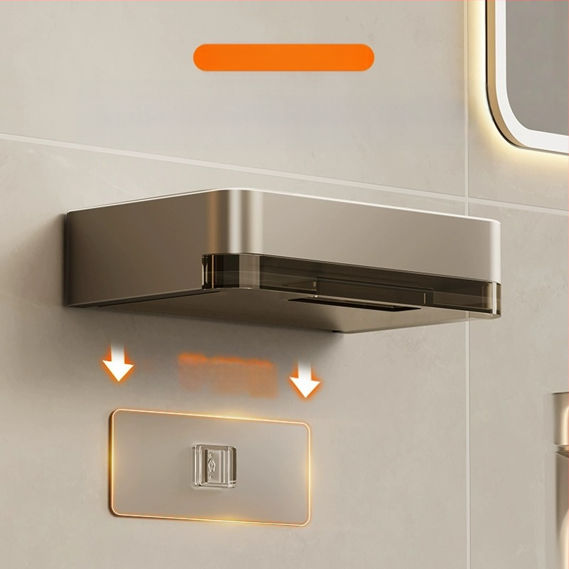 Σαπουνοκιβώτιο τοίχου μπάνιου, διπλής στρώσης, χωρίς τρυπάνι, οικιακή θήκη σαπουνιού μπάνιου για επιτοίχια χρήση