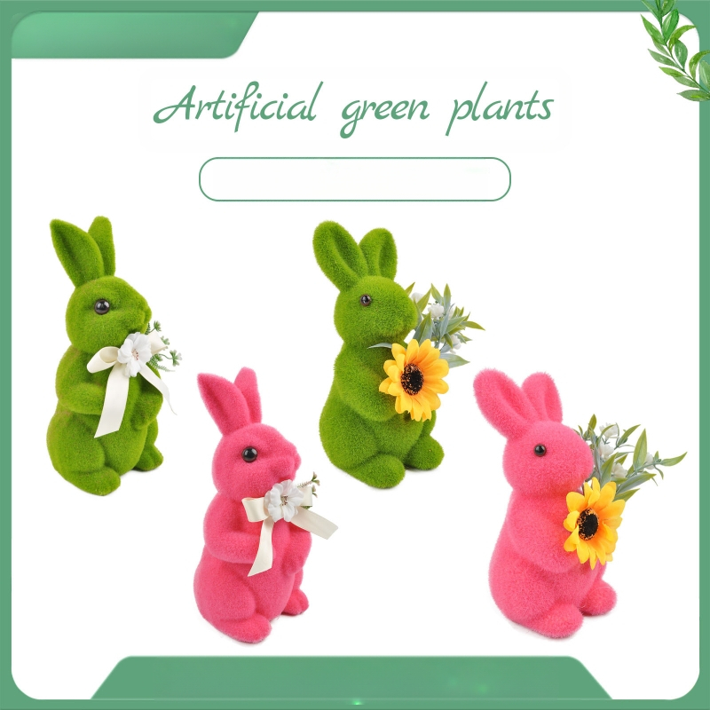 Amazonės tarpvalstybinis Velykų zuikio kostiumas Samanų triušio statula Sodo dirbtinis samanų triušis Velykų vakarėlis