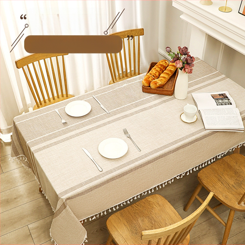 Piiriülene puuvillast ja linasest laudlina koduseks kasutamiseks, Nordic Light luksusliku stiiliga, tipptasemel kohvilaualina, tutiga, veekindel ja põletuskindel kangast laudlina