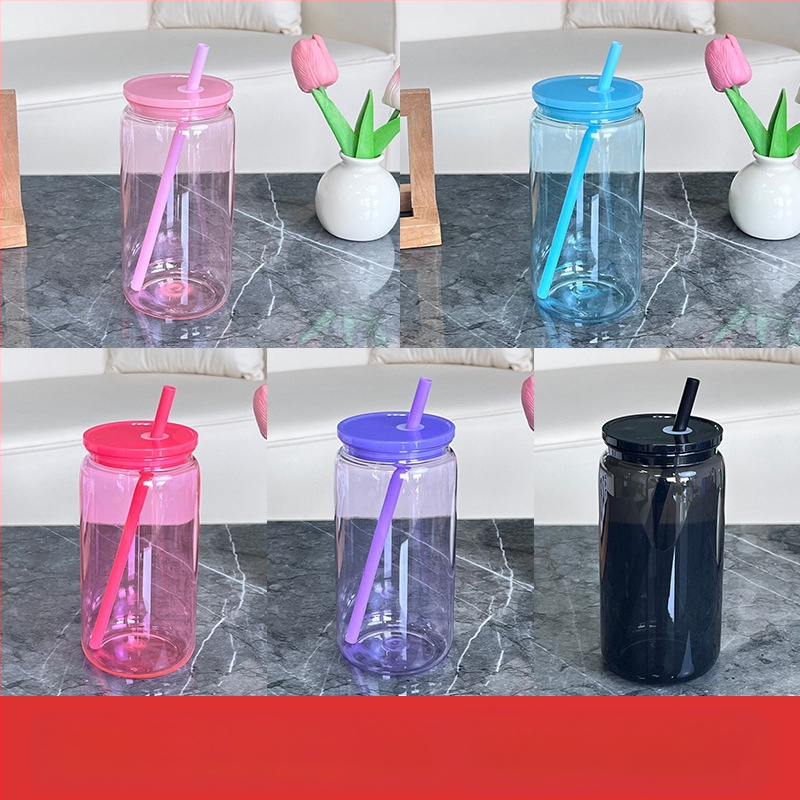 2024 Robbanásveszélyes 16oz-os műanyag tapadókorong, környezetbarát akril zselés színű, mason pohár, műanyag pohár nagykereskedelem