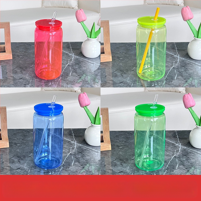 2024 Robbanásveszélyes 16oz-os műanyag tapadókorong, környezetbarát akril zselés színű, mason pohár, műanyag pohár nagykereskedelem