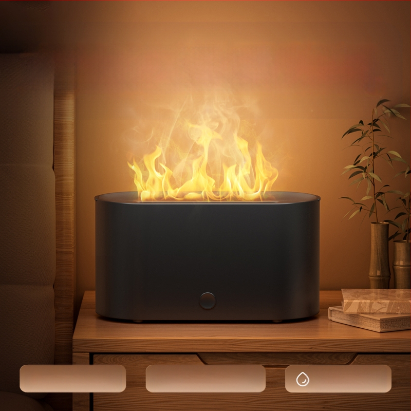 Kis szimulált láng aromaterápiás gép párásító színes hangulat otthoni hálószoba kollégium iroda nagy értékű asztali gép