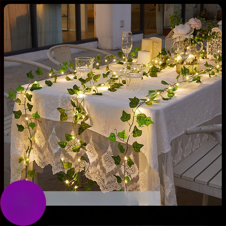 LED rotango šviesa, aukso lapo, vario vielos, šviesos restorano darbalaukio dekoravimo imitacija, gebenės žalia, rožių lapo spalvos šviesos styga, didmeninė prekyba