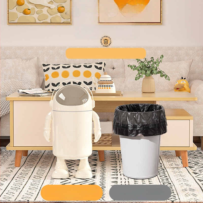 Atkritumu tvertne ar augstu skaistuma vērtību 2025. gada dzīvojamā istaba, mājsaimniecības atkritumi, jauks, jautrs multfilmas astronauta tualetes papīrs, liels uzglabāšanas spainis ar vāku