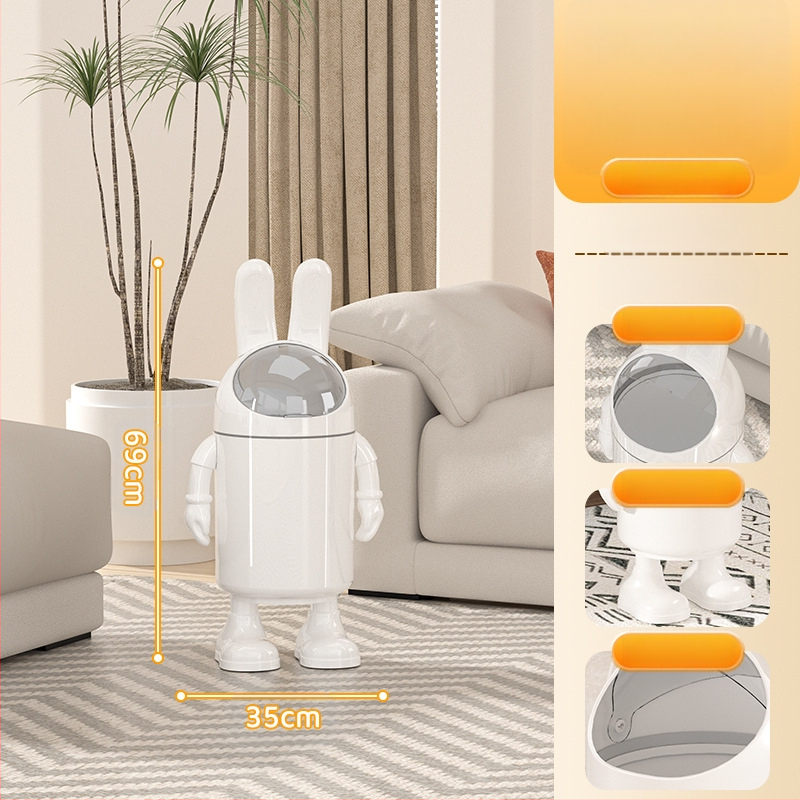 Atkritumu tvertne ar augstu skaistuma vērtību 2025. gada dzīvojamā istaba, mājsaimniecības atkritumi, jauks, jautrs multfilmas astronauta tualetes papīrs, liels uzglabāšanas spainis ar vāku