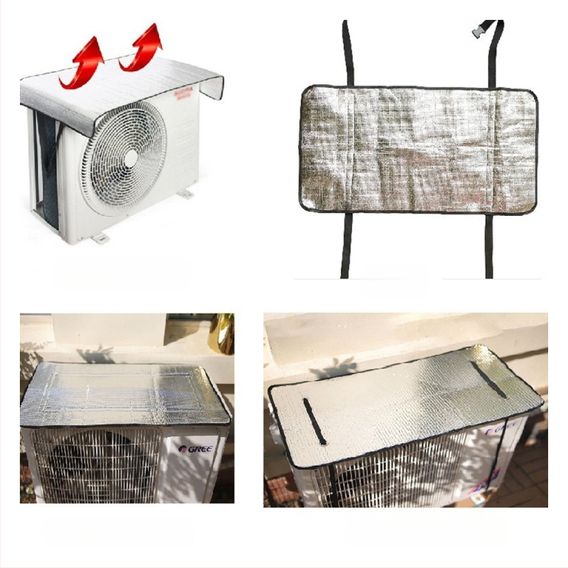 Naujas oro kondicionieriaus išorinis gaubtas, išorinis mašinos dangtis, aliuminio folijos šilumos izoliacinė plėvelė, burbulinė plėvelė, ugniai atspari, atspari lietui, apsauga nuo saulės, energiją taupanti apsauga, energiją taupantis dangtis