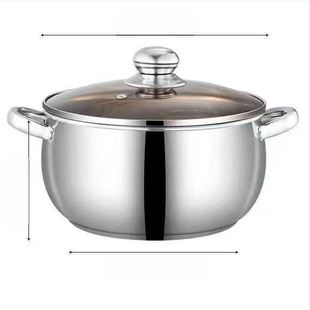 304 rozsdamentes acél levesesfazék vastagított aljú almásfazék háztartási fazék dupla fülű fazék nagy hasú fazék indukciós tűzhely párolás magas hőmérsékletnek ellenálló