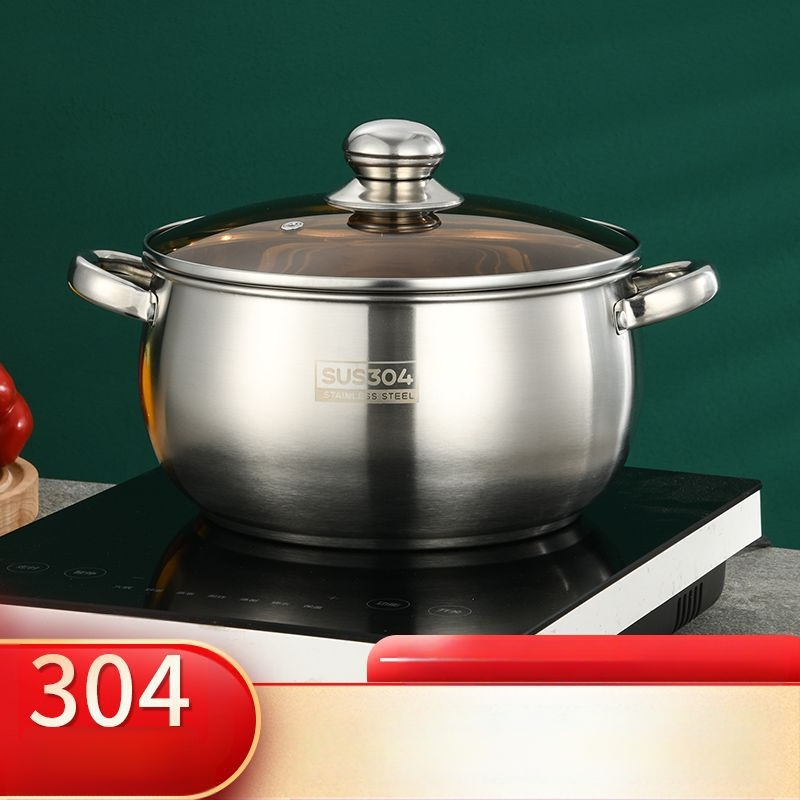 304 rozsdamentes acél levesesfazék vastagított aljú almásfazék háztartási fazék dupla fülű fazék nagy hasú fazék indukciós tűzhely párolás magas hőmérsékletnek ellenálló