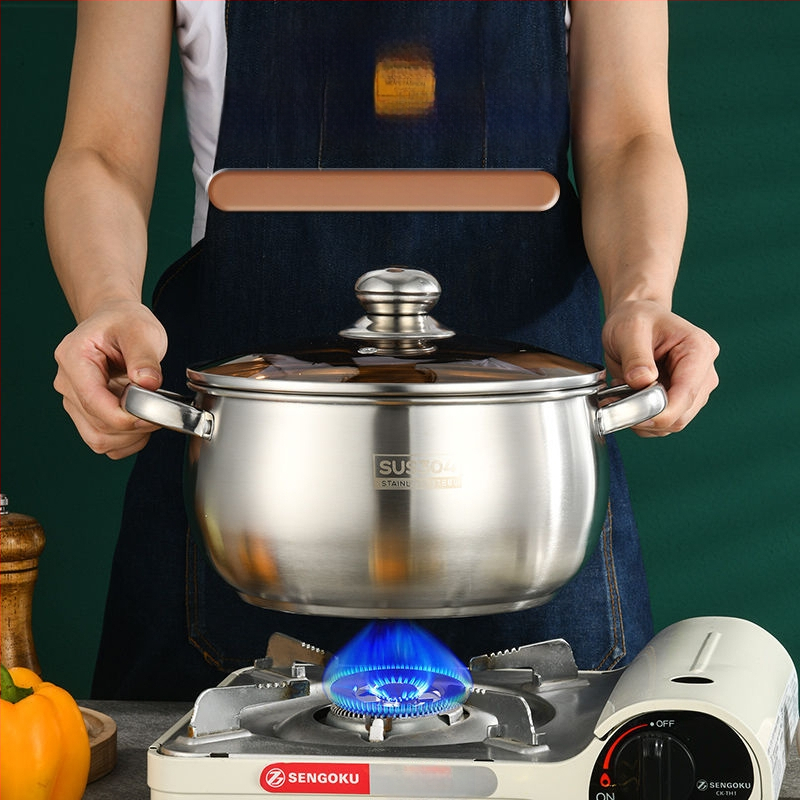 304 rozsdamentes acél levesesfazék vastagított aljú almásfazék háztartási fazék dupla fülű fazék nagy hasú fazék indukciós tűzhely párolás magas hőmérsékletnek ellenálló