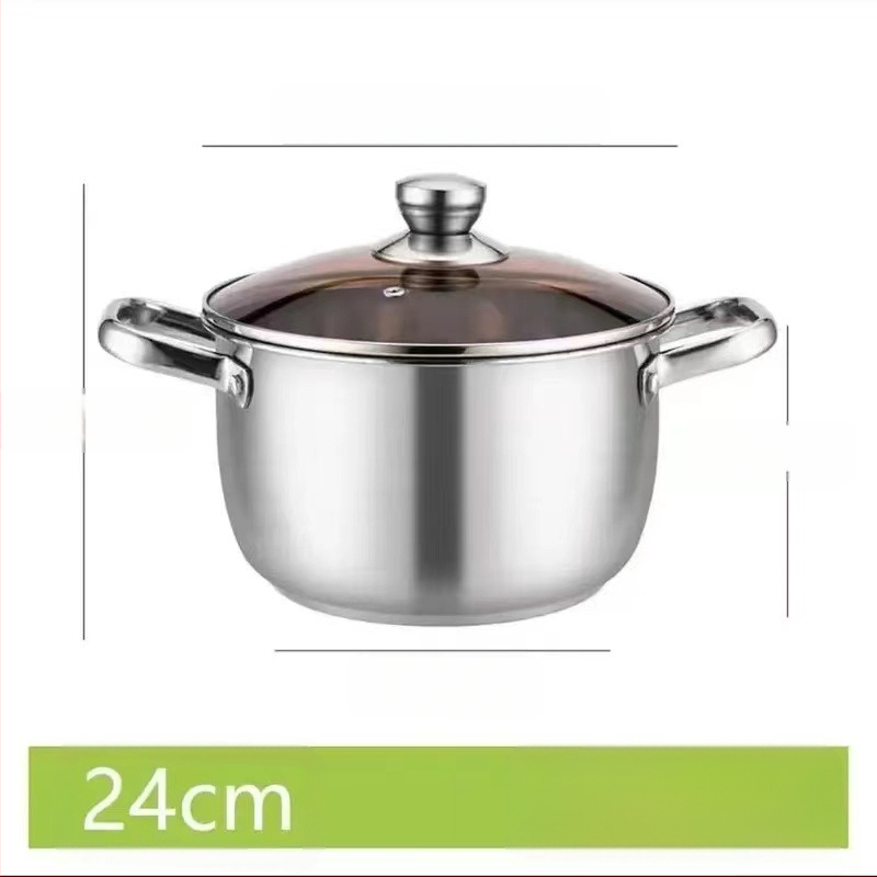 304 rozsdamentes acél levesesfazék vastagított aljú almásfazék háztartási fazék dupla fülű fazék nagy hasú fazék indukciós tűzhely párolás magas hőmérsékletnek ellenálló