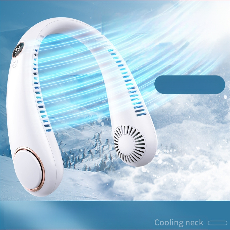 Digitālais displejs bez lāpstiņām piekarināms kakla ventilators ar USB uzlādi, pārnēsājams, bez skaņas elektriskais ventilators, piekarināms kaklam, āra rokas elektriskais ventilators, vairumtirdzniecība