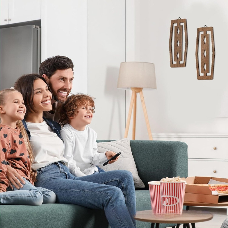 Дървена обява Винтидж ресторант Декоративна висулка Геометричен панел Декорации за стена на хол Занаяти Ресторант Масивни дървени висящи орнаменти