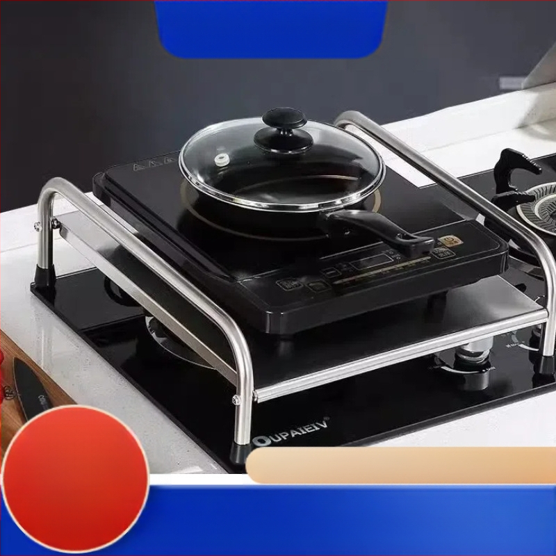 Paksendatud roostevabast terasest induktsioonpliidi riiul köögitarvete hoiuriiul gaasipliidi gaasikatte tööpinna hoiuriiul