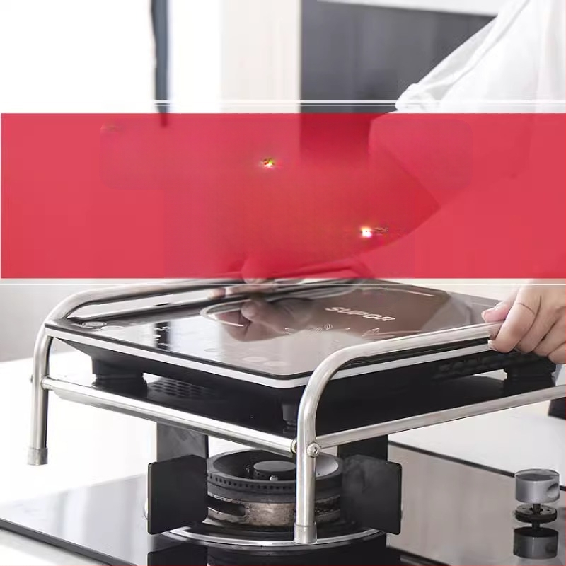 Paksendatud roostevabast terasest induktsioonpliidi riiul köögitarvete hoiuriiul gaasipliidi gaasikatte tööpinna hoiuriiul