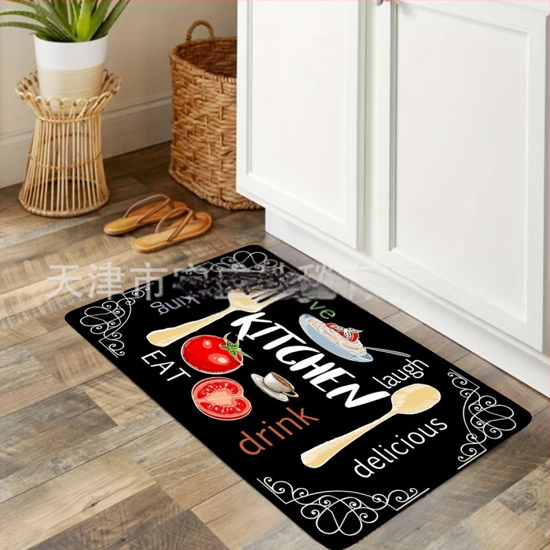 Tarpvalstybinis temu flanelinis grindų kilimėlis amerikietiško stiliaus sutirštintas sugeriantis geros priežiūros pėdų kilimėlis namų apyvokos virtuvės neslystantis kilimėlis