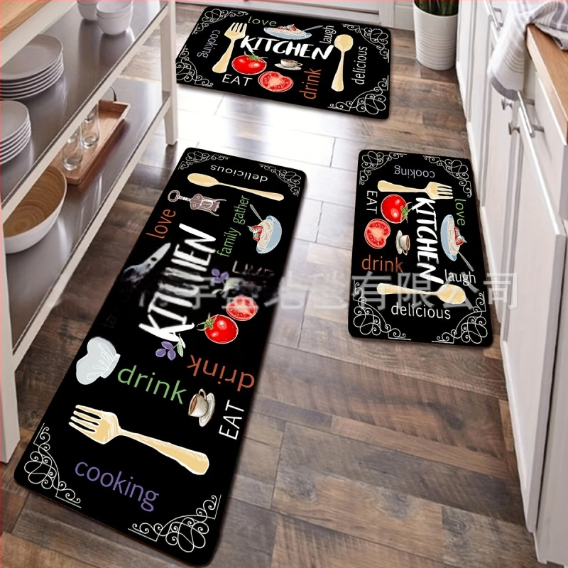 Tarpvalstybinis temu flanelinis grindų kilimėlis amerikietiško stiliaus sutirštintas sugeriantis geros priežiūros pėdų kilimėlis namų apyvokos virtuvės neslystantis kilimėlis